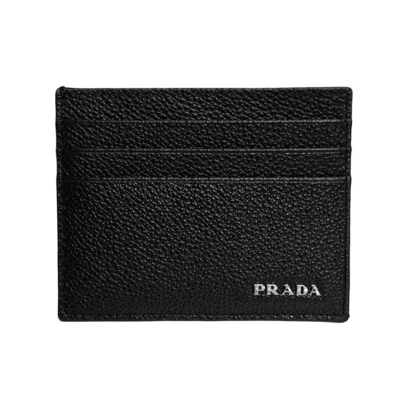 Prada Vitello Micro Grain Leather Black Card Holder - Picture 1 of 6